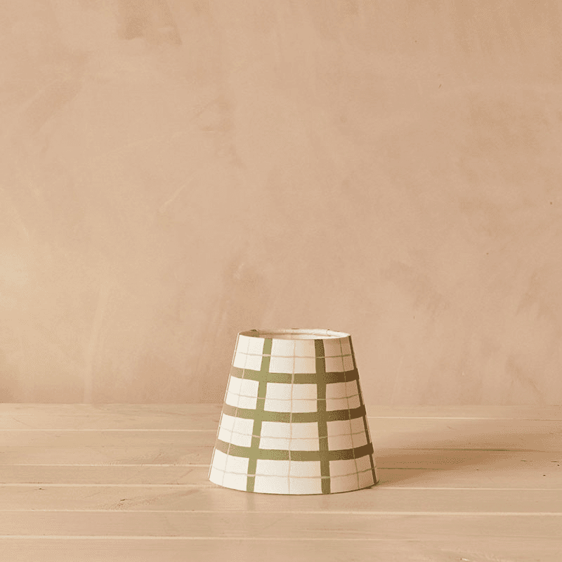 Hum London Gingham Lampshade, 35cm, Mossy Green
