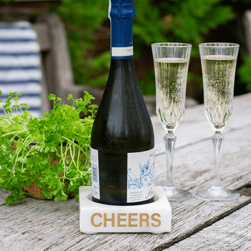 Image showing the Cheers Bottle Holder, L12.5x W12.5 x H3.5cm, White product.