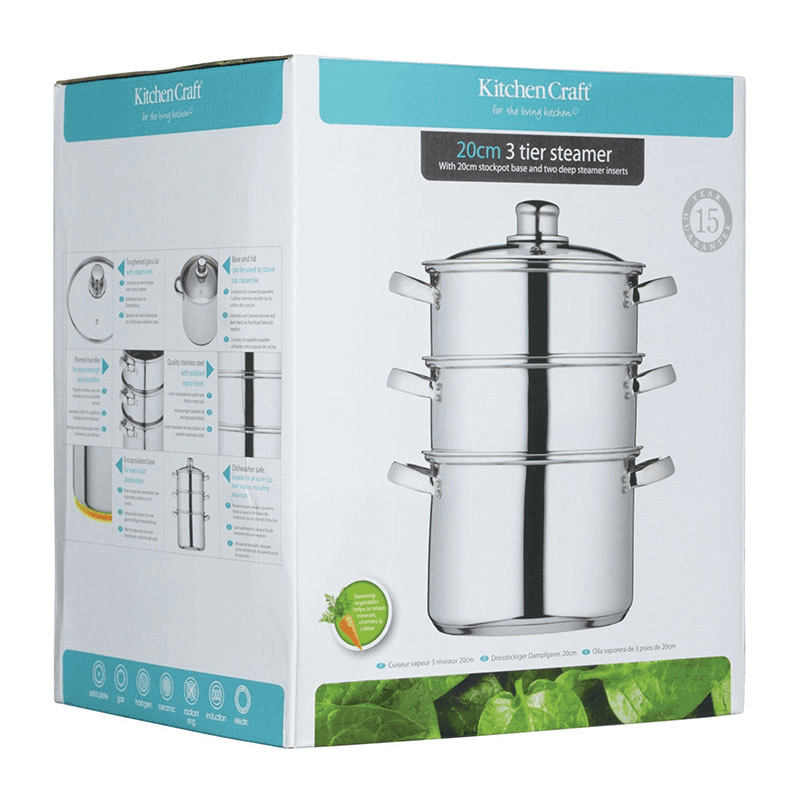Steamer set 3 tier, 20cm, Stainless Steel