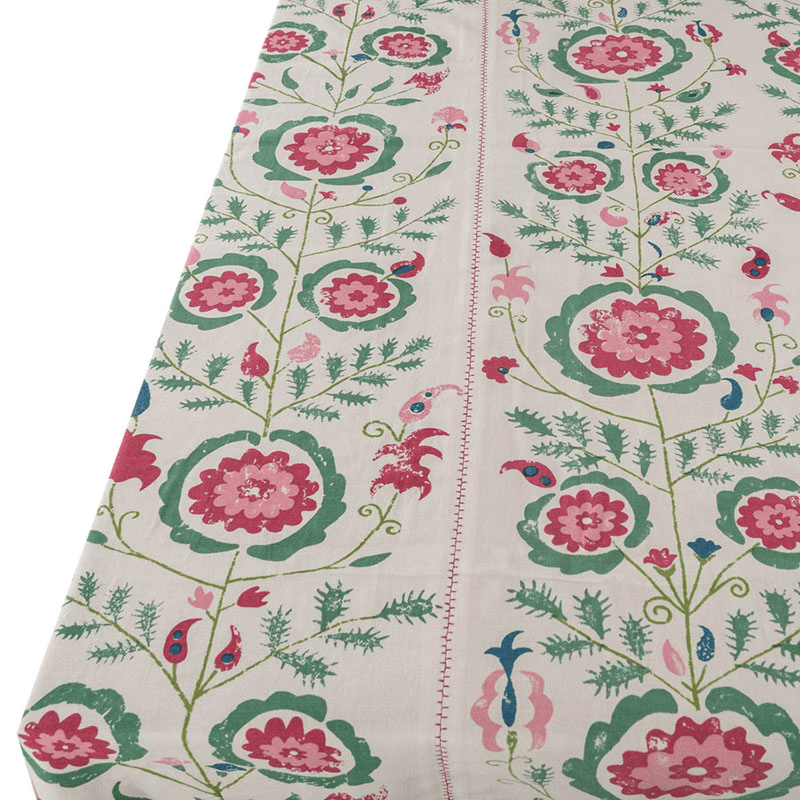 Simla Tablecloth, 170 x 250cm, Pink and Green