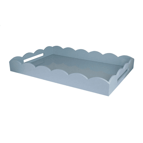 Image showing the Lacquered Scallop Ottoman Tray 66 x 43cm, Denim product.