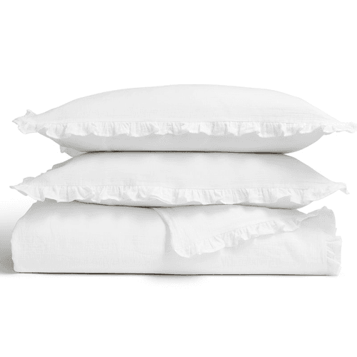 Image showing the Organic Retreat Ruffle Duvet Set, King, White product.