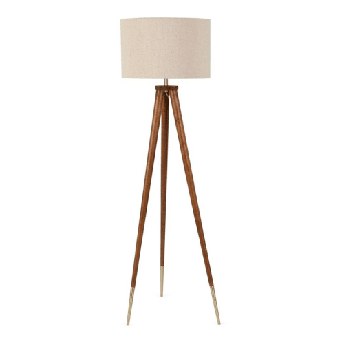 Image showing the Hawkins Tripod Floor Lamp with Shade, H154cm, Walnut product.