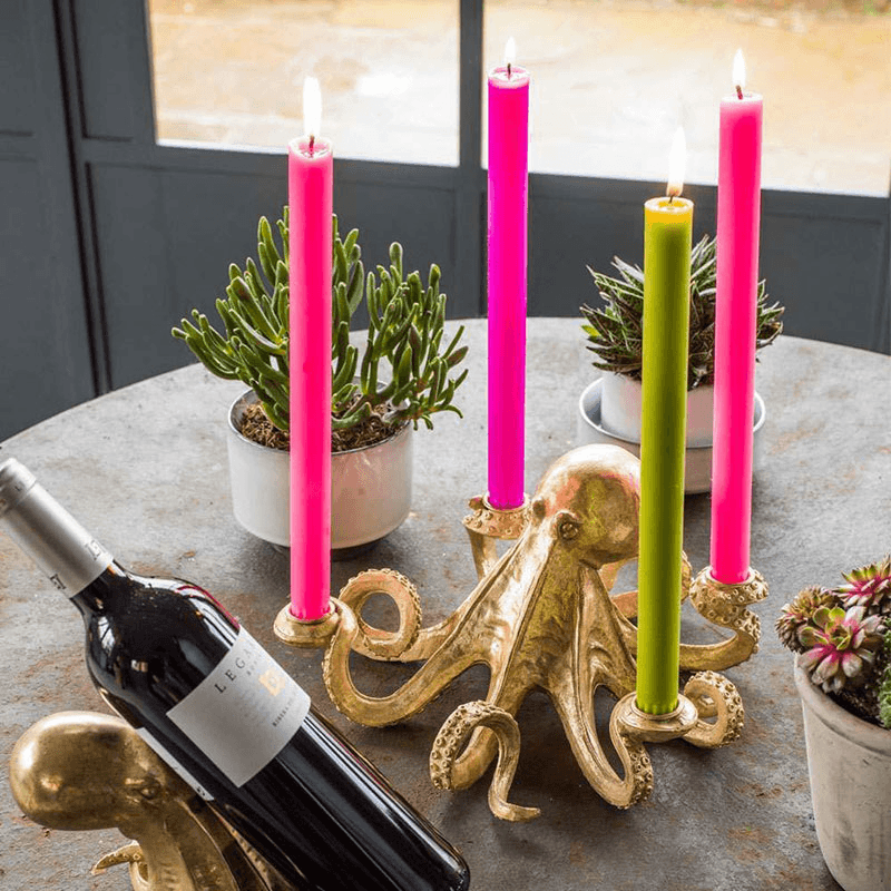 Octopus Candlestick holder, H14 x W28 x D28cm, Gold