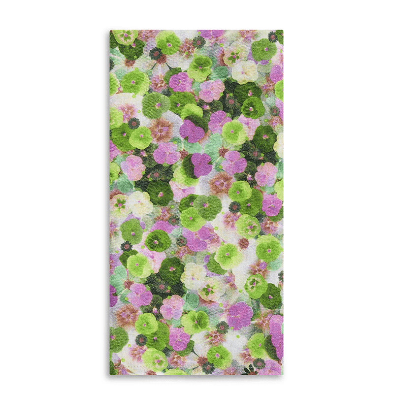 Le Marché aux Fleurs Linen Napkin, 50cm x 50cm, Purple/Pink/Green