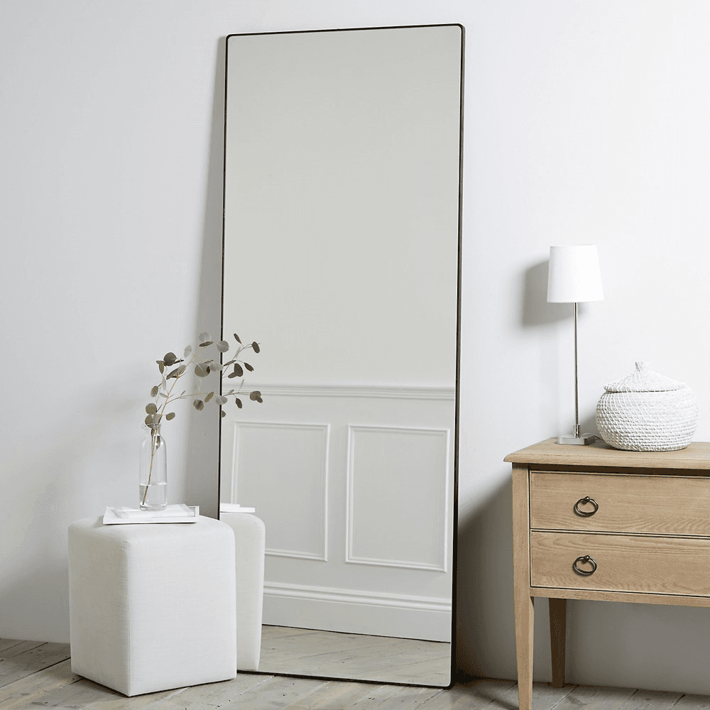 Chiltern Rectangular mirror, H189 x W74 x D2.5cm, Black