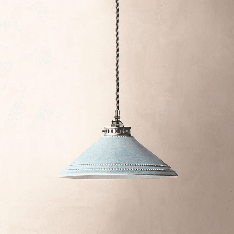 Ted Ceramic Shade with Antiqued Silver Gallery, D29.5cm, Pale Blue
