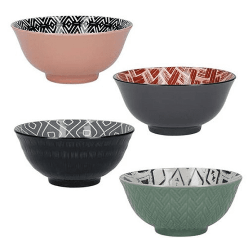 Designed For Life Set of 4 Bowls, D15.5cm, Green/Black