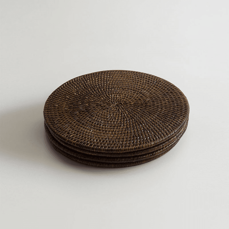 Latha Set of 4 Placemats, D27cm, Brown