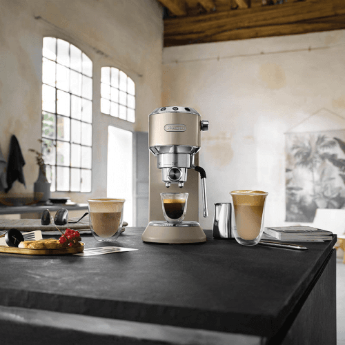 Image showing the Dedica Arte Manual Coffee Machine, Beige product.