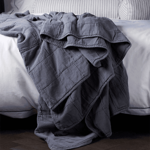 Image showing the Finn Cotton Quilted Throw, 230 x 260cm, French Blue product.