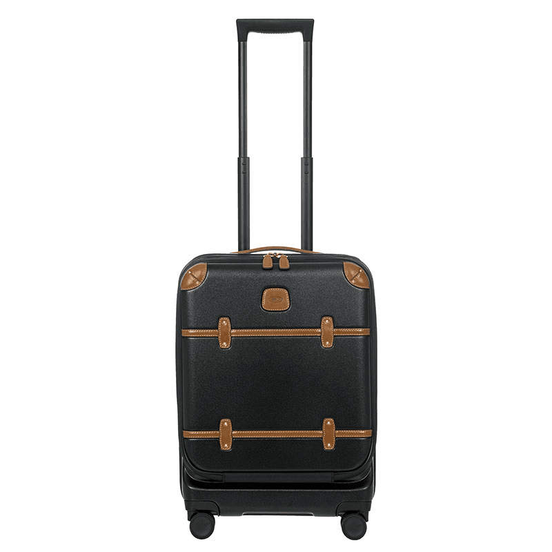 Bellagio Carry-On Suitcase with Front Pocket, H55 x L38 x W23/27cm, Black