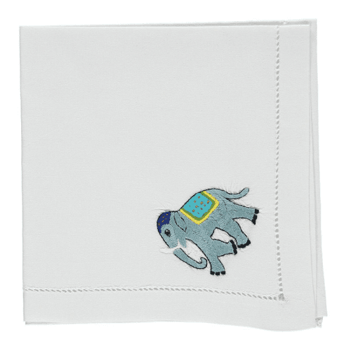 Image showing the Elephant Set of 4 Napkins, 45 x 45cm, White product.
