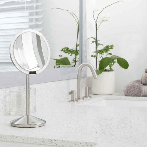 Image showing the Mini sensor mirror, H29.8 x W14.5cm, Brushed Steel product.