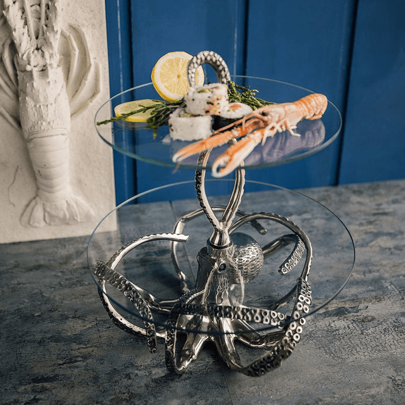 Octopus Cake Stand, H36 x D37cm, Silver
