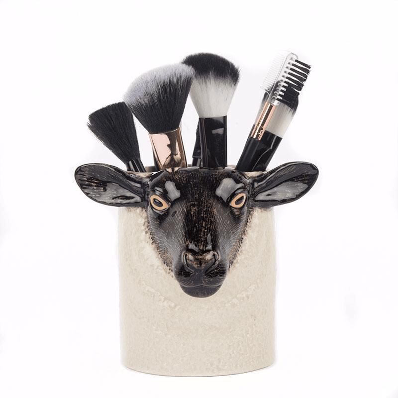 Black Faced Suffolk Sheep Pencil Pot, H10.5cm, Black/White