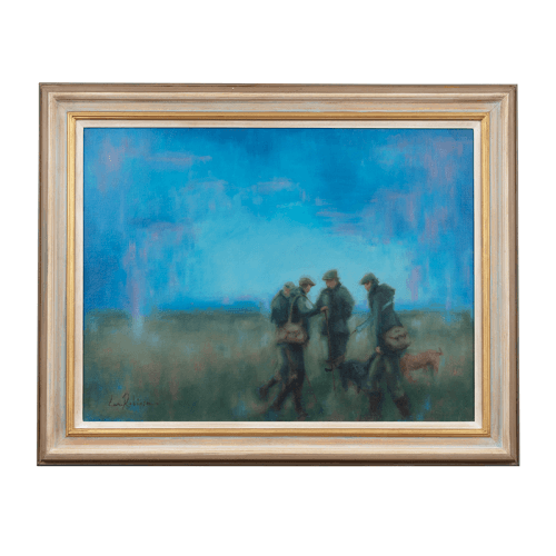 Image showing the Shooters Gathering Framed Oil Painting on Canvas, 79 x 99cm, Multi product.