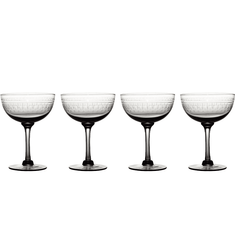 Ovals Set of 4 Champagne Saucers, 150ml, Smoky