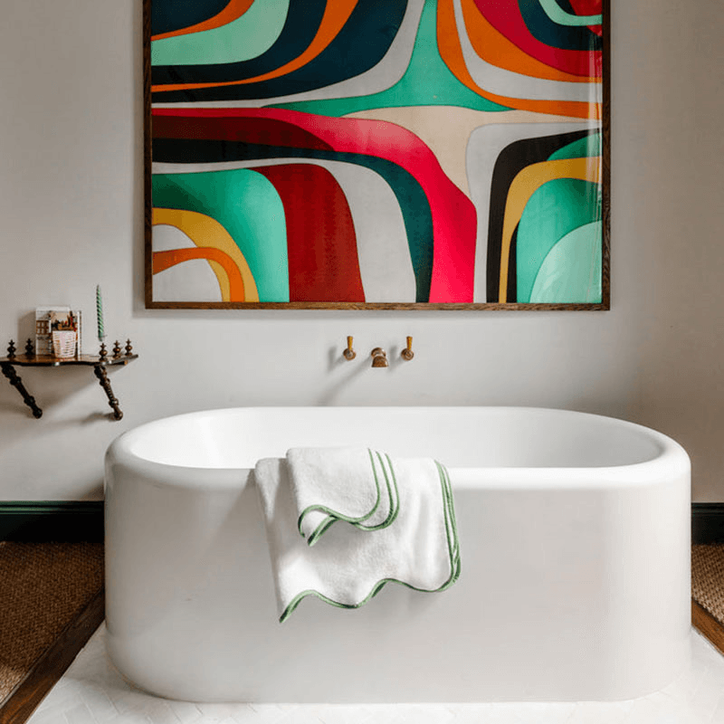Amelia Scalloped Hand Towel, Asparagus