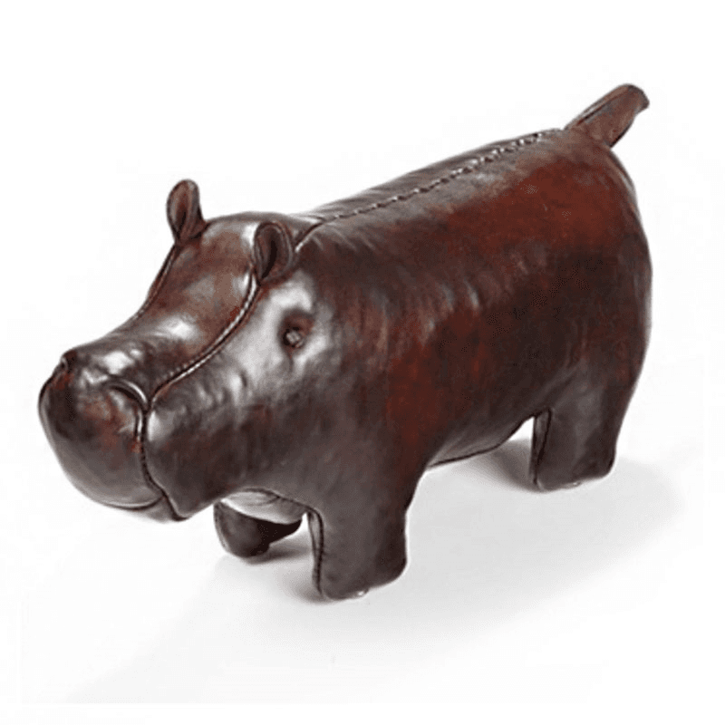 Hand Crafted Leather Hippopotamus, Miniature