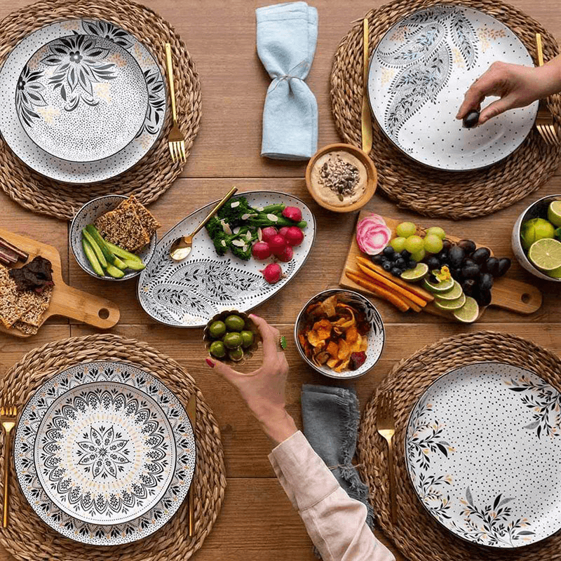 Artisanne Noir Set of 4 Salad Plates, D21cm, Monochrome