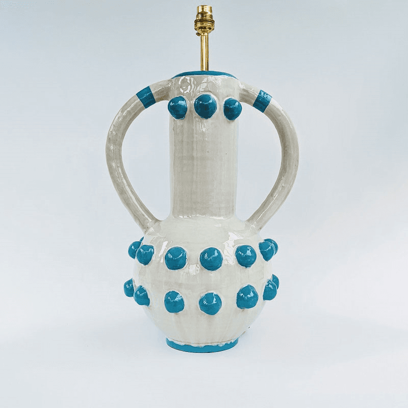 Carnival Collection Zebedee Hand Thrown Ceramic Table Lamp Base Only, Turquoise Blue