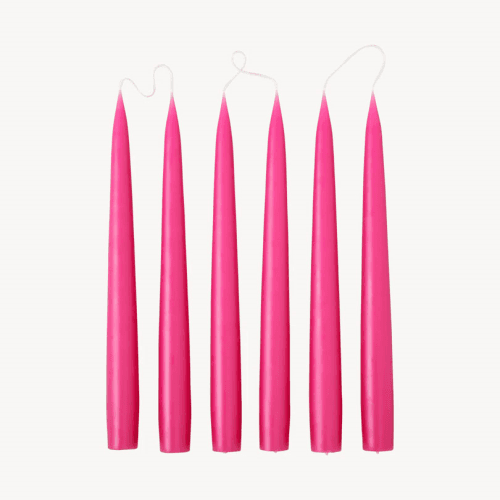 Image showing the Set of 6 Tapered Dinner Candles, H25cm, Light cherry product.