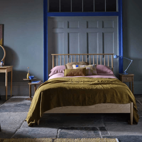 Image showing the Teramo King size bed, H110 x W165 x D214cm, Natural product.