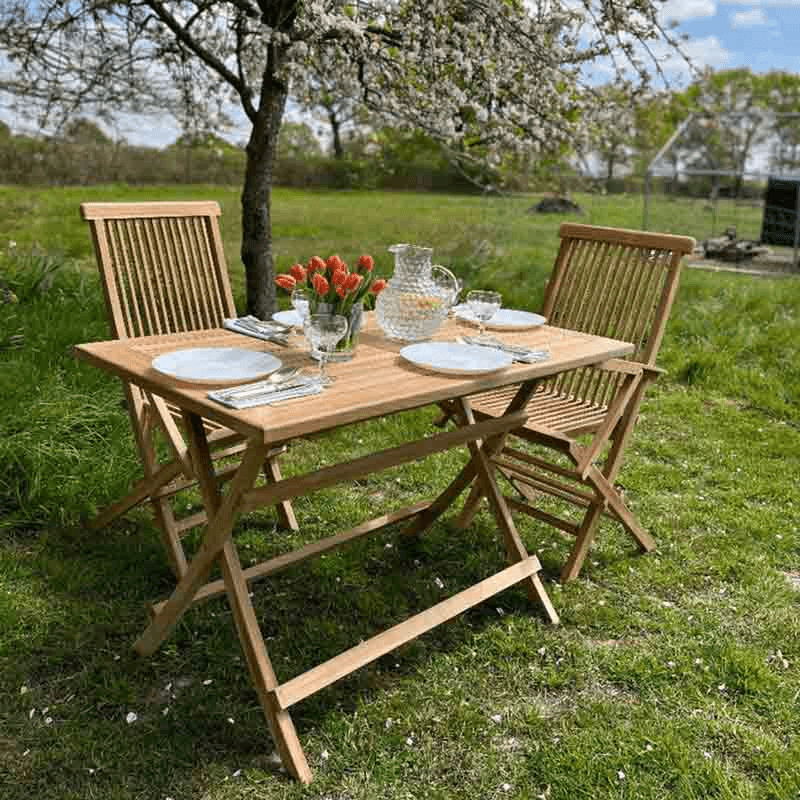 Iris Rectangular Folding Table, L70 x W120cm, Teak