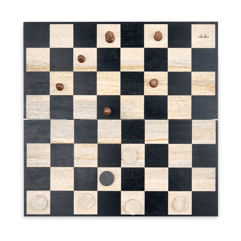 Mango Wood chess & draughts, 7 x 20 x 40cm, Mango Wood
