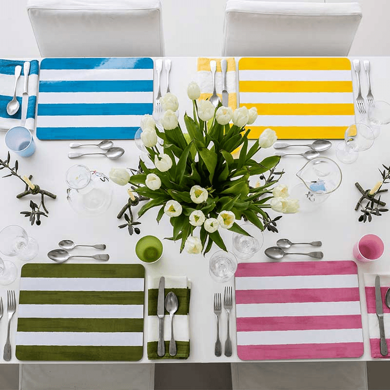 Stripe Rectangle Placemat, 38 x 29 cm, Rose Pink