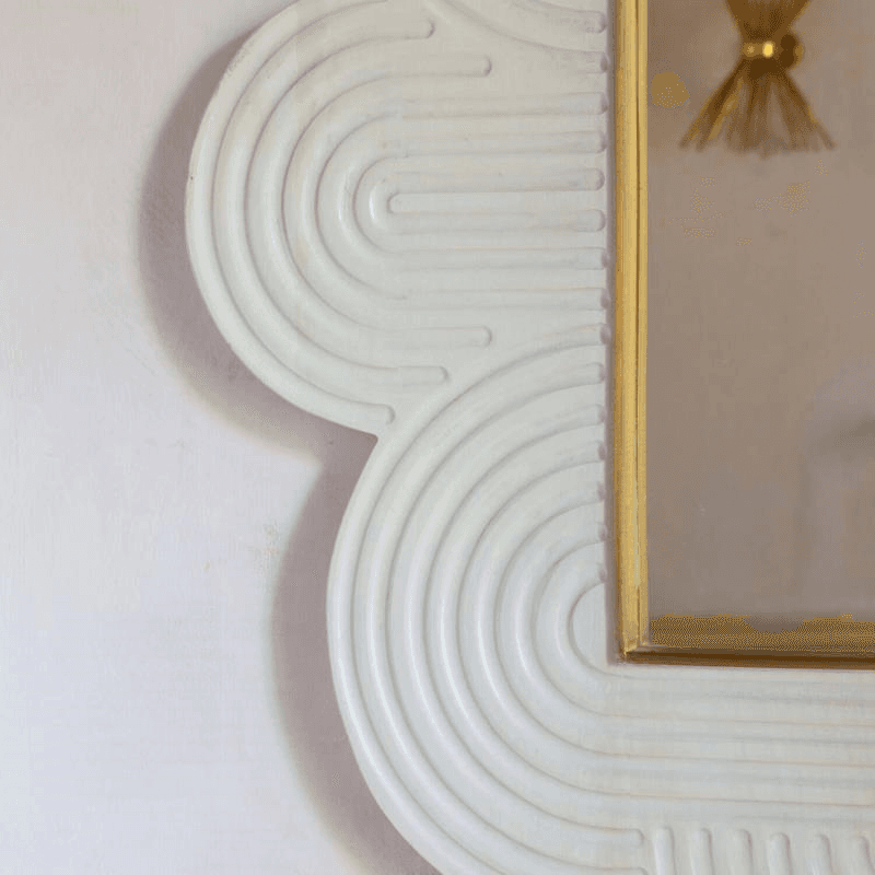 Cumulus Cloud Mirror, H106 x W121cm, White & Brass