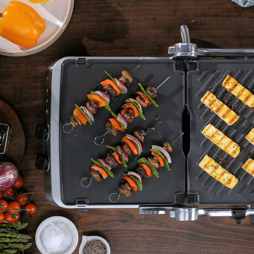 The BBQ and Press Grill Sandwich and panini press, Stainless Steel