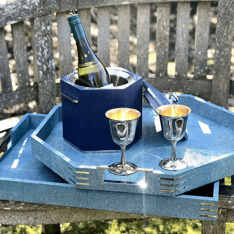 Ice Bucket, Nile Blue Shagreen