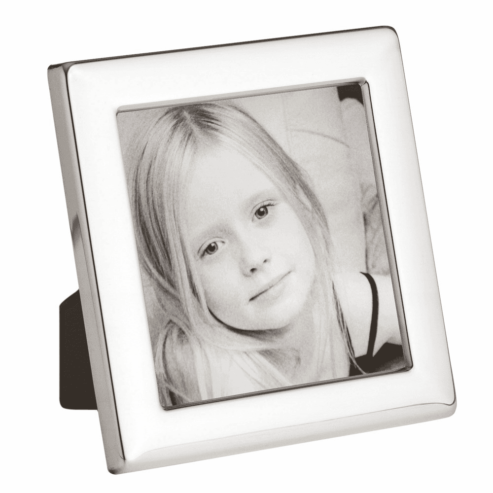 PR Series - Plain Photograph frame, 3.5 x 3.5", Sterling Silver With Blue Velvet Back