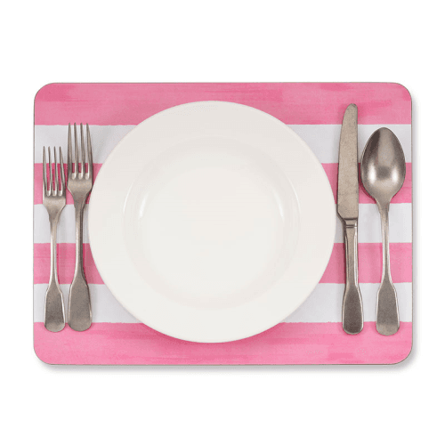 Image showing the Stripe Rectangle Placemat, 38 x 29 cm, Rose Pink product.