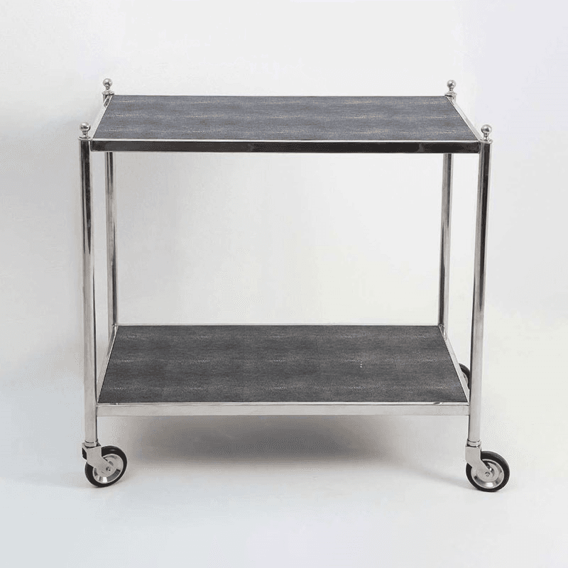 Cliveden Drinks Trolley, Charcoal Shagreen