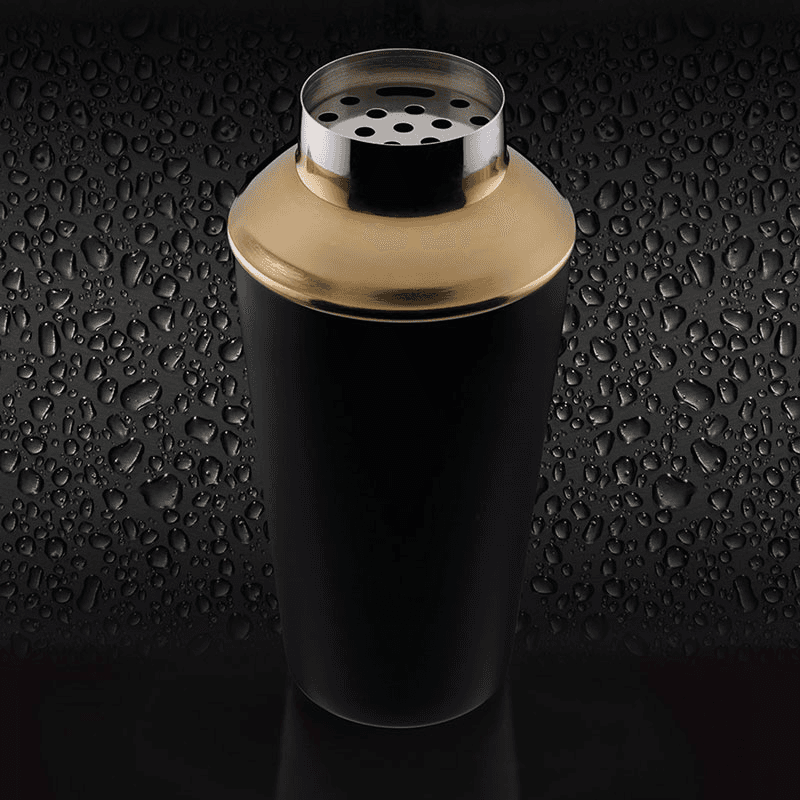 Barcraft 3 Piece Cocktail Set, Black/Brass