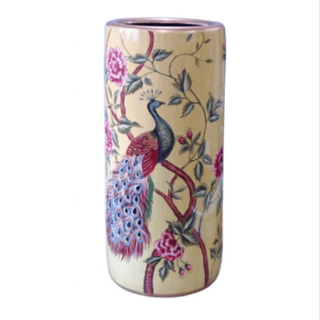 Umbrella Stand, Peacocks & Peonies, Cream, 46cm, Cream
