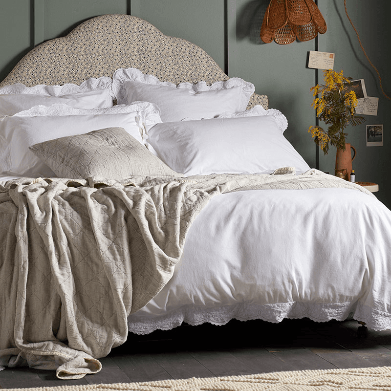 Elsie Duvet Cover, Super King, White