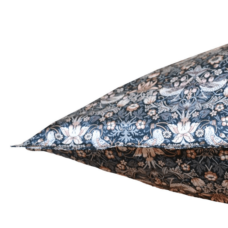 Strawberry Thief Pair of Silk Pillowcases, Single, Blue