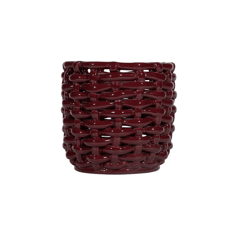 Juicy Basketweave Planter, D18cm, Burgundy