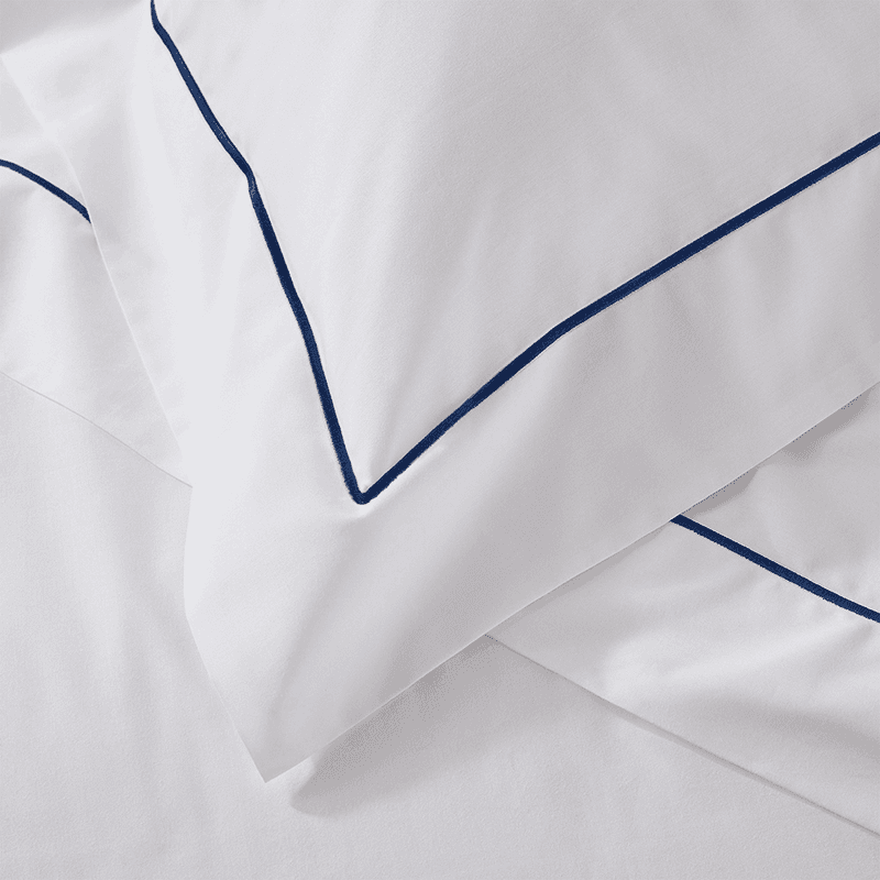 Single Row Cord Oxford Pillowcase, Standard, White/Navy