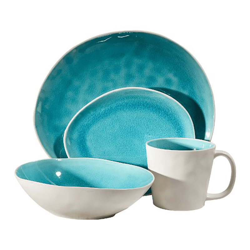 Vie Naturelle 16 Piece Dinner Set, Turquoise