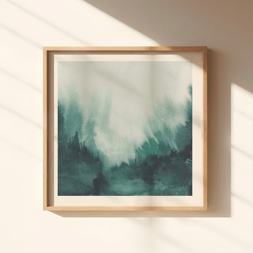 Image showing the Beneath Square Signed Print, 30 x 30cm, Teal product.