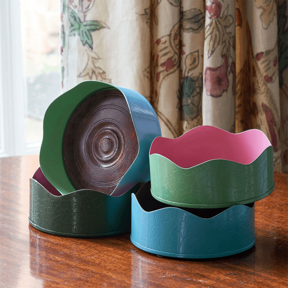 Toleware Coaster, D13cm, Sky Blue & Light Green