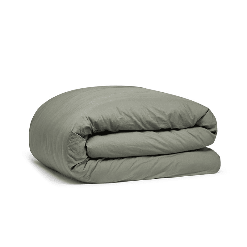 Relaxed Cotton Double Duvet Cover, Moss