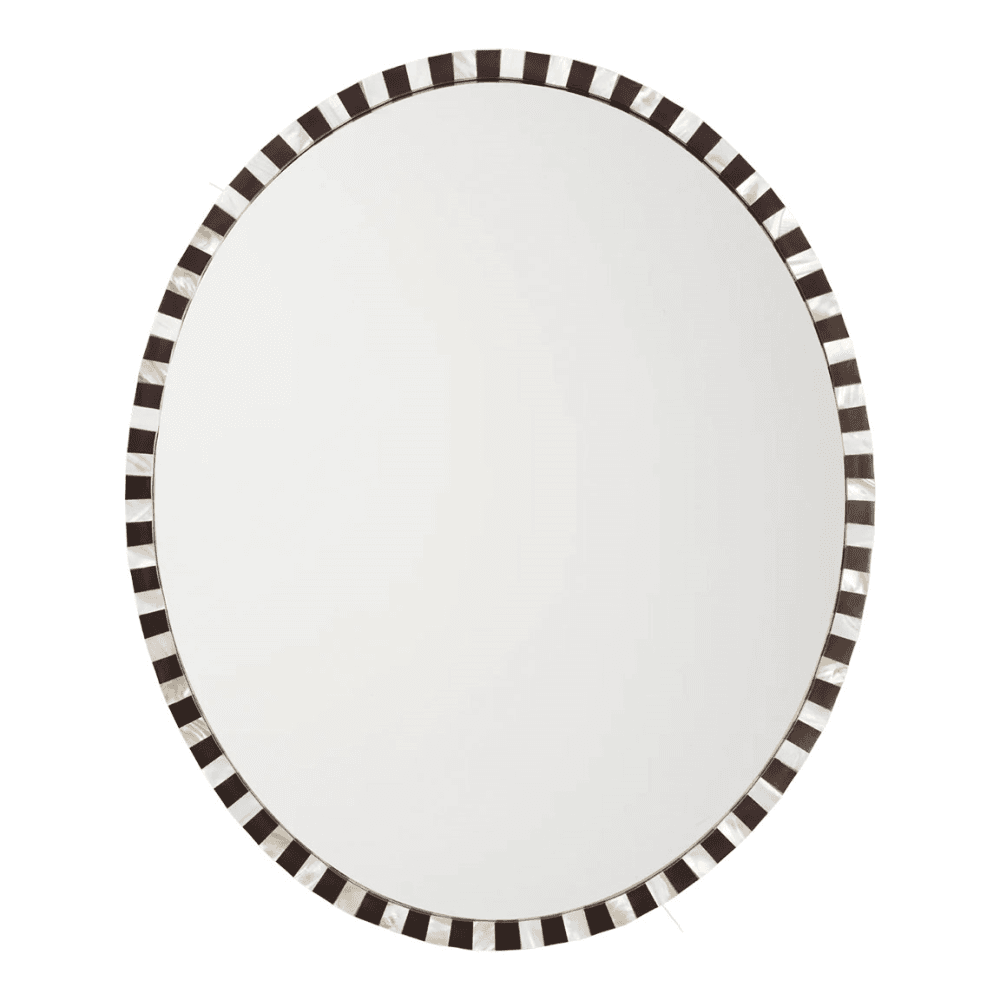 Oval Pearl Mirror, H60cm x W50cm, Brown