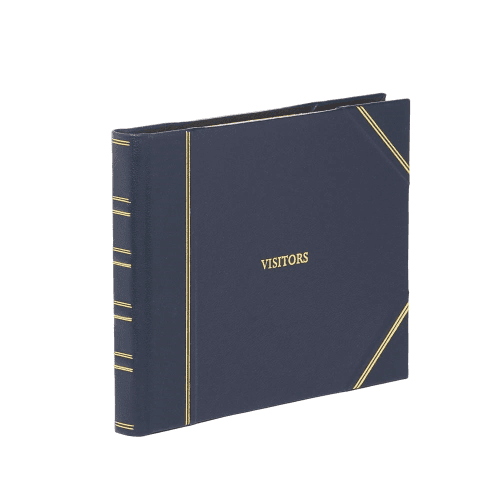 Image showing the Classic Half Bound Plain Visitors Book, L22 x W28.5cm, Blue Hide product.
