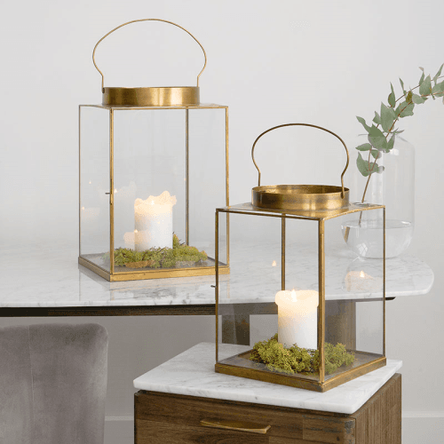 Image showing the Metal Lantern, H26cm, Antique Brass product.